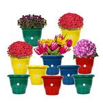 Kraft Seeds by 10CLUB Deluxe Plastic Flower Pots - 10 Pcs (10 Inch, Multicolor) | Pots for Home Garden | Planters for Nursery, Lawn, Garden | Flower Pots for Balcony and Terrace