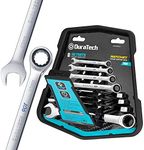 DURATECH 90-Tooth Ratcheting Wrench Set, Combination Wrench Set, 8-Piece, Metric, 8, 10, 12, 13, 14, 15, 17, 19mm, CR-V Steel, Organized in Wrench Rack