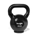 Yes4All Vinyl Coated Kettlebell with Protective Rubber Base, Strength Training Kettlebells for Weightlifting, Conditioning, Strength & Core Training (50LB - Black)