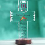 10 Year Anniversary Christian Gifts for Couples, 10th Wedding Anniversary Thoughtful Gifts Ideas, Best Tin Anniversary Present for Him, Her, Wife, 10th Anniversary Decorative Cross with Bible Verse.