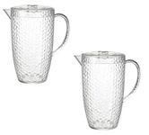 Bello Dimple Clear Plastic 2 Litre Picnic Water Jug Pitcher with Lid (2)