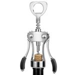 KORCCI Wine Opener, Wine Bottle Opener, Zinc Alloy Wing Corkscrew Heavy Duty, Cork Screw Beer Opener for Bartenders, Multifunctional Bottle Opener for Kitchen, Restaurant, Bar, Waiters (1, Silver)