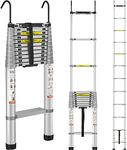 VEVOR Telescoping Ladder, 15 FT Aluminum One-Button Retraction Collapsible Extension Ladder, 400 LBS Capacity with Non-Slip Feet, Portable Multi-Purpose Compact Ladder for Home, RV, Loft, ANSI Liste