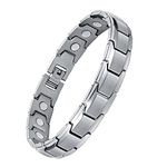 Jecanori Titanium Steel Magnetic Bracelet for Men Women,Unisex Style Ultra Strength Magnets Brazaletes(3500 Guass),Adjustable Size Wirstband with Adjustment Tool and Jewelry Gift Box (A-Silver)…