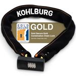 KOHLBURG Heavy Duty Combination Bike Lock [Sold Secure Gold] 43"/110cm Long with Maximum Security – Anti Theft Bike Chain Lock with Numeric Code & 8mm Hardened Steel for Bicycle Ebike & Motorcycle