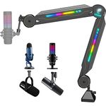 RGB Microphone Boom Arm, TONOR Gaming Mic Stand Streaming Mic Arm for Gamer Discord Youtuber Recording Microphone Arm Compatible with HyperX Quadcast Blue Yeti Shure SM7B MV7 Rode Razer mini T90