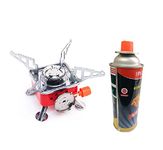 Ship Sai Traders Portable Butane Gas Burner/Stove For Camping With 1 Pc Butane Can Picnic Folding Stove With Storage Bag - Alloy Steel