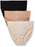 Warners Women's Allover Breathable Hi-Cut Panty, Toasted Almond/Butterscotch/Black, X-Large