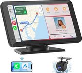 Portable Apple Carplay/Android Auto Screen for Car, 7 Inch HD Touch Screen Wireless Car Play with Backup Camera, Voice Control, BT, FM, Mirror Link for All Vehicle