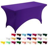 Utopia Kitchen Spandex Tablecloth 1 Pack [6FT, Purple] Tight, Fitted, Washable and Wrinkle Resistant Stretch Rectangular Patio Table Cover for Event, Wedding, Banquet & Parties [72Lx30Wx30H] Inch