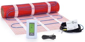 Heated Floor Mat for Ceramic Tile – 15 sqft Electric Radiant Floor Heating Mat Kit 120V with Aube Programmable Thermostat & Floor Sensor, Adhesive Mesh