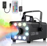 MAMIZO Mini Fog Machine, 500 W Fog Smoke Machine with RGB Effect, 13 Colours, 10 LED Light Smoke Machine, with 2 Wireless and 1 Wired Remote Control, for Halloween, Christmas, DJ Party