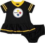 NFL Girls Team Jersey Dress Diaper Cover Infant and Toddler Sports Fan Shirts, Team Color, 6-12 Months US