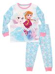 Disney Frozen Pyjamas| 100% Cotton Kids Pjs | Long Sleeve Girls' Pyjama Sets | Princess Anna & Elsa Childrens Nightwear Blue 4-5 Years