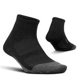 Feetures - Merino 10 Cushion - Quarter - Athletic Running Socks for Men and Women - Charcoal - Small