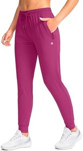 G Gradual Women's Joggers Pants with Zipper Pockets Tapered Running Sweatpants for Women Lounge, Jogging(Rosy,S)