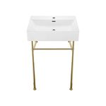 Claire 24" Ceramic Console Sink White Basin Gold Legs