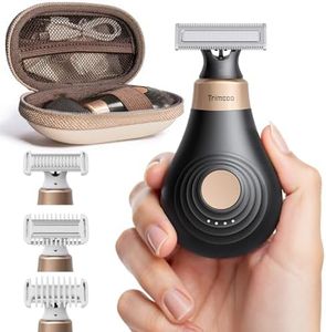 Trimcoo Mini Bikini Trimmer for Women - Painless Electric Razors with Magnetic Replaceable Blade Head | Cordless Body Shaver, USB C-Port Rechargeable & Travel Lock, Waterproof Wet/Dry Groomer,Black