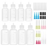 8 Pcs Needle Bottle Applicator 30/50ml Precision tip Aapplicator Bottle with 6 Types of Needle Tips Squeeze Applicator Bottle for Glue Pigment Acrylic Lubricant