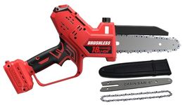 Mini Chainsaw for Milwaukee M18 Battery, Auto-Oiler, 8-Inch and 6-Inch 2-in-1 Brushless Cordless Pruning Chainsaw, Battery Powered Mini Chainsaw for Wood Cutting, Tree Trimming (only Tool)