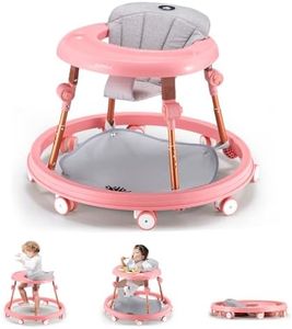 Playpals 3-in-1 Baby Walker for Boys and Girls 6-18 Months, Toddler Walker with Removable Footrest and Feeding Tray, Foldable & Adjustable Activity Walker for Toddler Infant - Black