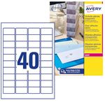 Avery L7781-25 Crystal Clear Labels for Laser Printers (45.7 x 25.4 mm Labels, 40 Labels per A4 Sheet, 25 Sheets)- Transparent