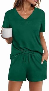 Avidlove Short Pajamas for Women Sleepwear Nightwear Loungewear Pj Shorts Set (Dark Green,XXL)