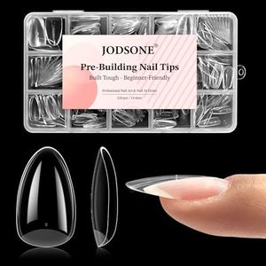 JODSONE Almond Nail Tips 224Pcs Soft Nail Gel Tips Pre-Shaped Acrylic Fake Nails Full Cover Clear Gelly Press on Flase Nail Tips for Extension Nail Manicure Home DIY 14 Sizes