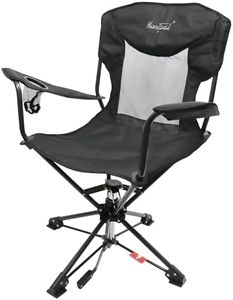 HUNTPAL 360° Swivel Hunting Chair for Blinds, Foldable Steel Frame with Armrests, Rotary Locking, Cup Holder & Shoulder Strap, Water-Resistant 600D Canvas Outdoor Seat for Hunting & Fishing