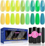 Lavender Violets 13 Pcs Gel Nail Polish Kit with 9 Colors Coat, 3 Bottles of Base Top Matt Top Coat and Nail File for Soak-off UV LED Gel Nail Art Design C635