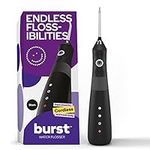 BURST Water Flosser for Teeth Cleaning – Cordless Water Flosser Picks for Plaque Removal Between Teeth, Braces & Dental Work – Electric & Portable Water Floss – Refillable 110mL Tank, 3 Modes – Black