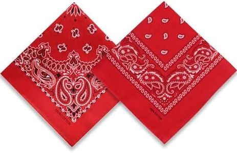 2 Pack Types of Paisley Pattern Bandanas, 22x22 Inches Cotton Bandanas Handkerchief Face Mask for Men & Women (Red-2 Pack)