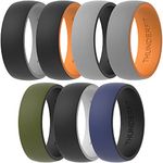 ThunderFit Silicone Wedding Rings for Men, 2 Layers Round Rubber Engagement Bands 8.7mm Wide 2mm Thick - 1/4/7/10 Variety Multipack
