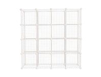 Reynish 16 Cube Self Assembling Metal Wire Cube Storage Organizer Shelves Indian Made for Home Office Stackable Modular Shelving Closet Cabinet Rack with Hammer Ivory 13 in