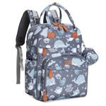 BabbleRoo Diaper Bag Backpack - Baby Essentials Travel Tote - Multi function Waterproof Diaper Bag, Travel Essentials Baby Bag with Changing Pad, Stroller Straps & Pacifier Case - Unisex, Sea Animals