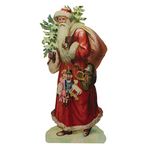 Creative Co-Op 15-3/4"L x 31-1/2"W MDF Vintage Reproduction Santa Claus on Easel, Multi Color (Hangs or Sits) Figures and Figurines