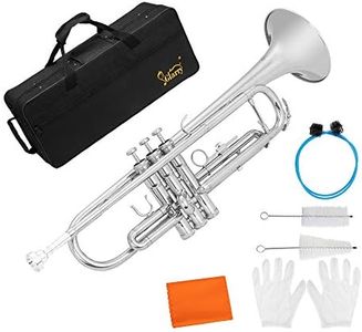 GLARRY Standard Trumpet Brass Bb Trumpet for Students and beginners w/Hard Case, Gloves, 7C Mouthpiece and Trumpet Cleaning Kit (Silver)