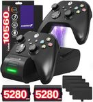 Fosmon Fast Charging Dual 2 MAX Controller Charger with 2x 5280mWh Rechargeable Battery Pack for Xbox Series X/S/One/Elite Dock Station - Black
