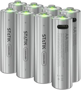 STATIK Rechargeable AA Batteries - 8 Pack AA Rechargeable Battery, 1200 Charging Cycles, Built-in Light for Recharging Feedback, 2800mWh Constant Output, Charges with USB C Cable, 1200 Charging Cycles