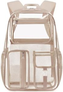 Cusangel Gold Clear Backpack For Daypack,16in TPU Large bookbag Heavy Duty See Through Transparent School Bookbag for Sport Event,Stadium Events&Work