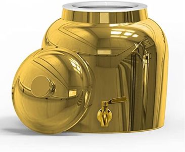 Geo Sports Porcelain Ceramic Crock Water Dispenser, Stainless Steel Faucet, Valve and Lid Included. Fits 3 to 5 Gallon Jugs. BPA & Lead Free (Gold Chrome)