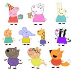 Pretty UR Party Peppa Pig Friends Theme Paper Cutouts for Birthday Parties, Peppa Friends Party Supplies décor, Suzy Sheep, Candy Cat Birthday Party Decoration Cut-Outs (10 pcs)