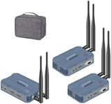 Wireless HDMI Transmitter and 2 Receivers, 4K@30HZ/2K@60HZ/1080P@60HZ，820FT/250M,Loop Out, IR Extend,Speaker，2.4G/5.8G HDMI Wireless Extender，Streaming from STB, DVD, PC,CCTV to TV,Monitor,Proj Remot