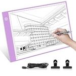 Lahrma Light Box Drawing A4 LED Lightbox for Tracing, Ultra-Thin Diamond Art Light Board Light Pad for Diamond Painting, 3 Brightness Adjustable Copy Board for Animation Sketching Design, Purple