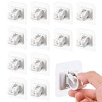 12PCS Self Adhesive Curtain Rod Bracket, No Drill Curtain Poles Brackets, Adjustable Curtain Pole Brackets White Self Adhesive Curtain Pole Hooks for Home Bathroom Kitchen