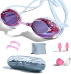PHELRENA Swimming Goggles, Professional Swim Goggles Anti Fog UV Protection No Leaking for Adult Men Women Kids