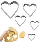 5 Pcs Heart Cookie Cutter,Metal Cookie Cutters Heart Set,Stainless Steel Pastry Cutters for Baking Scones,Heart Shaped Cookie Cutters for Baking,for Valentine's Day,Easter Cupcake Present