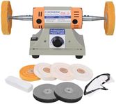 4" Jewelry Polisher & Adjustable Variable Speed Grinder Machine - With 6 Cloth Wheels & 2 Abrasive Wheels, Safety Glasses & Compound for Jewelry, Metal, Wood, Jade, Plastic Polishing & Dental Work