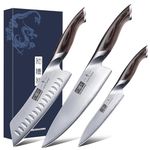 HOSHANHO 3 Pieces Kitchen Knife Set, Professional Japanese Stainless Steel Chef Knife Set, Ultra Sharp Knives for Kitchen with Ergonomic Pakkawood Handle