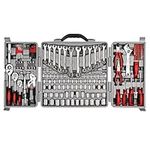 CARTMAN Tool Set 205 Pcs Red, Ratchet Wrench with Sockets Kit Set in Plastic Toolbox